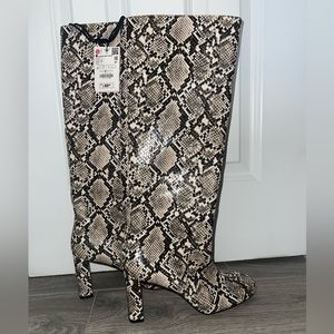 Zara Snakeskin Knee High Boots